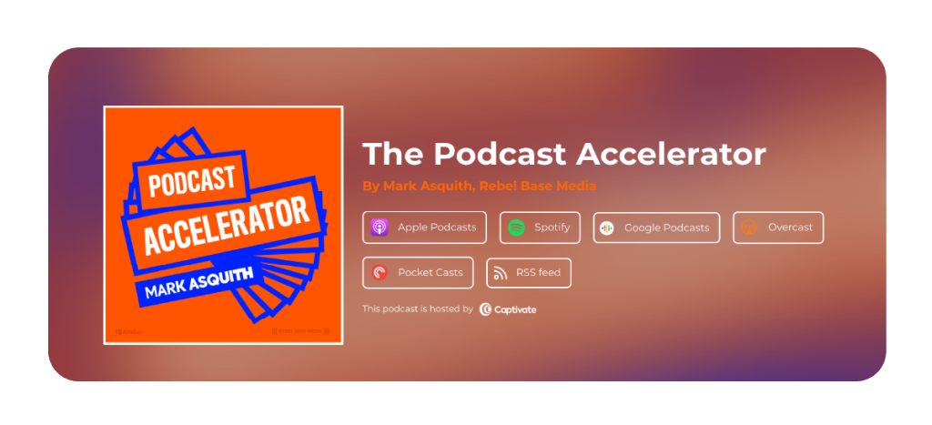 A screenshot of Captivate's single subscription link. Use your Captivate single-subscription page link to give new listeners tons of options for how to try out your podcast.