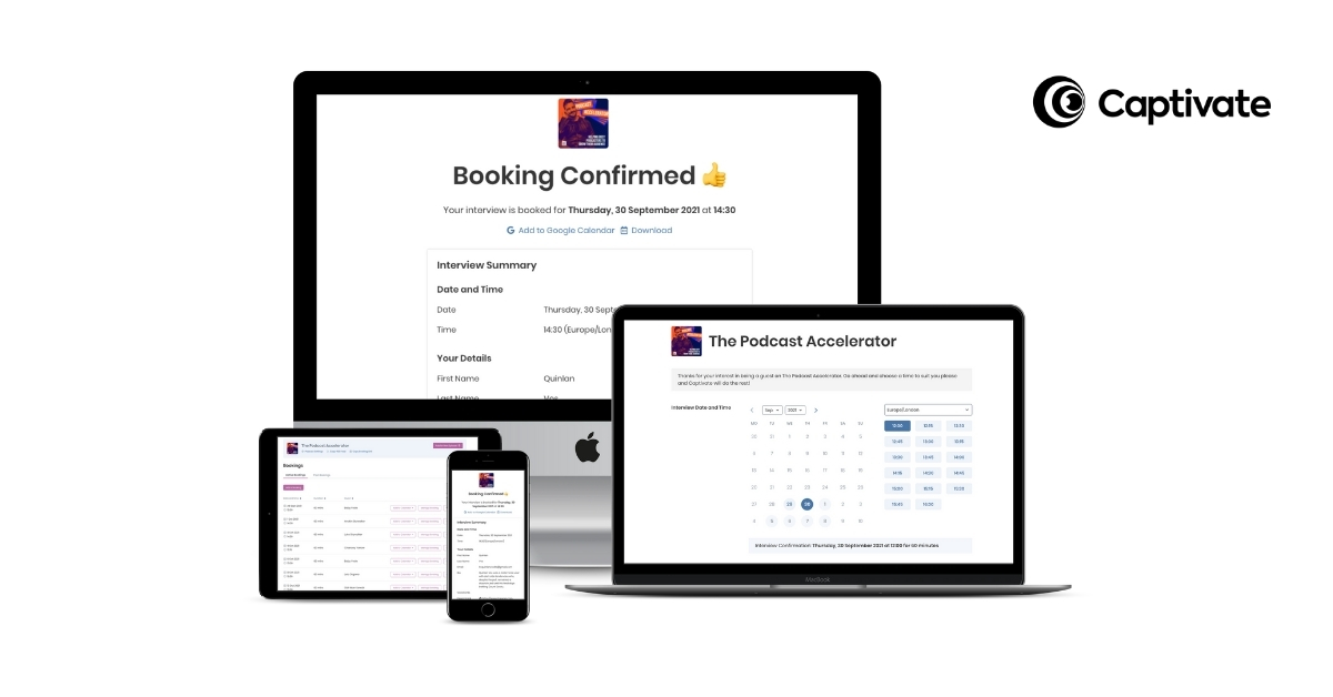 Captivate's complete guest booking & interview management system for podcasters