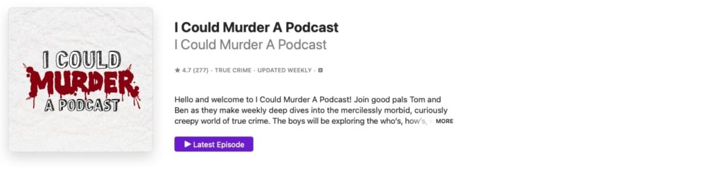 i could murder a podcast screenshot on apple podcasts